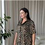 Шовкова леопардова сорочка на ґудзиках для дому PLUS SIZE 102261111 Ghazel фото - Luxbikini