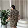 Шовкова леопардова сорочка на ґудзиках для дому PLUS SIZE 102261111 Ghazel фото - Luxbikini