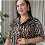 Шовкова леопардова сорочка на ґудзиках для дому PLUS SIZE 102261111 Ghazel фото - Luxbikini