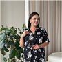 Шовкова чорно-біла сорочка на ґудзиках для дому PLUS SIZE 102311111 Ghazel фото - Luxbikini