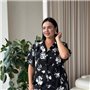 Шовкова чорно-біла сорочка на ґудзиках для дому PLUS SIZE 102311111 Ghazel фото - Luxbikini