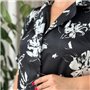 Шовкова чорно-біла сорочка на ґудзиках для дому PLUS SIZE 102311111 Ghazel фото - Luxbikini