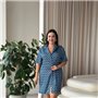 Шовкова синя сорочка на ґудзиках для дому PLUS SIZE 102361111 Ghazel фото - Luxbikini