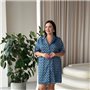 Шовкова синя сорочка на ґудзиках для дому PLUS SIZE 102361111 Ghazel фото - Luxbikini