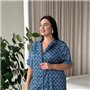 Шовкова синя сорочка на ґудзиках для дому PLUS SIZE 102361111 Ghazel фото - Luxbikini