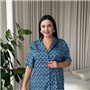 Шовкова синя сорочка на ґудзиках для дому PLUS SIZE 102361111 Ghazel фото - Luxbikini