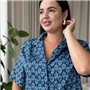 Шовкова синя сорочка на ґудзиках для дому PLUS SIZE 102361111 Ghazel фото - Luxbikini