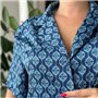 Шовкова синя сорочка на ґудзиках для дому PLUS SIZE 102361111 Ghazel фото - Luxbikini