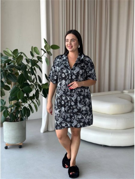Шовкова чорно-біла сорочка для дому PLUS SIZE 102411111 Ghazel фото - Luxbikini