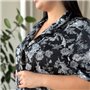 Шовкова чорно-біла сорочка для дому PLUS SIZE 102411111 Ghazel фото - Luxbikini