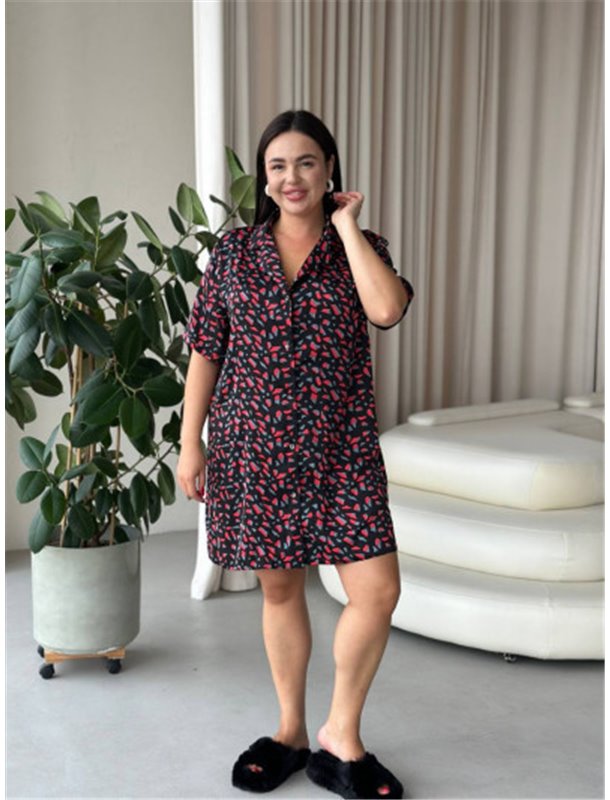 Шовкова сорочка на ґудзиках для дому PLUS SIZE 102461111 Ghazel фото - Luxbikini