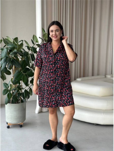 Шовкова сорочка на ґудзиках для дому PLUS SIZE 102461111 Ghazel фото - Luxbikini