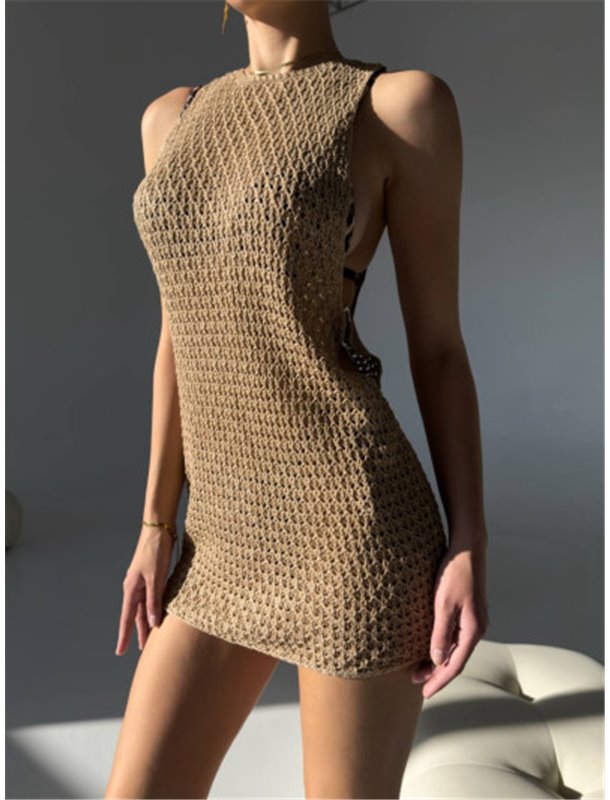 Розкішна в"язана туніка в нюдовому кольорі 128421111 Ghazel фото - Luxbikini
