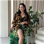 Леопардова пляжна туніка халатик з поясом в тропічний принт 937911111 Ghazel фото - Luxbikini