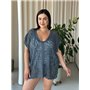 Пляжна коротка сіра туніка PLUS SIZE тоненька в'язка 997511111 Ghazel фото - Luxbikini