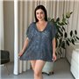 Пляжна коротка сіра туніка PLUS SIZE тоненька в'язка 997511111 Ghazel фото - Luxbikini