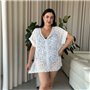 Пляжна коротка біла туніка PLUS SIZE тоненька в'язка 997611111 Ghazel фото - Luxbikini