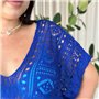 Пляжна коротка синя туніка PLUS SIZE тоненька в'язка 997711111 Ghazel фото - Luxbikini