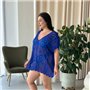 Пляжна коротка синя туніка PLUS SIZE тоненька в'язка 997711111 Ghazel фото - Luxbikini