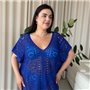 Пляжна коротка синя туніка PLUS SIZE тоненька в'язка 997711111 Ghazel фото - Luxbikini