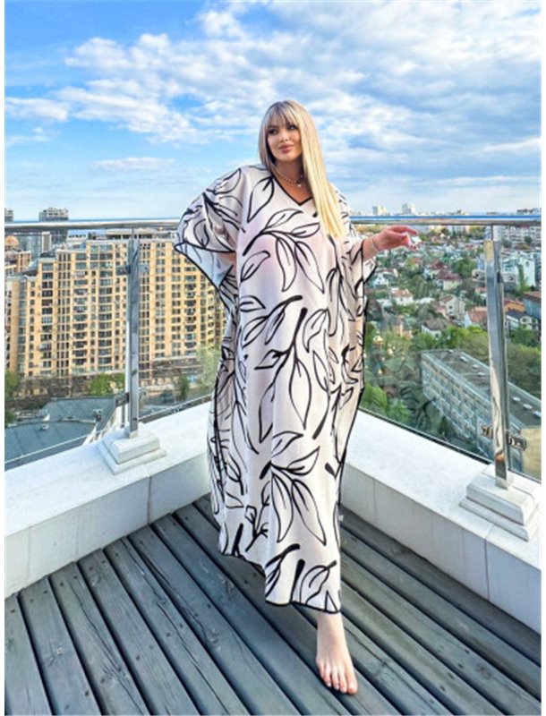 Розкішна максі сукня- туніка біла PLUS SIZE для відпочинку 874711111 Ghazel фото - Luxbikini