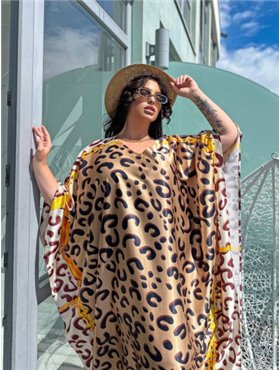 Розкішна шовкова довга леопардова сукня-туніка PLUS SIZE 918811111 Ghazel фото - Luxbikini