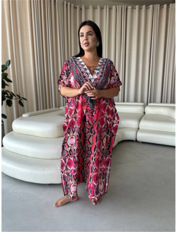 Легка максі сукня-туніка рожева PLUS SIZE для відпочинку 101031111 Ghazel фото - Luxbikini
