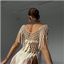 Стильна пляжна туніка з бахромою у білому кольорі 124471111 Ghazel фото - Luxbikini
