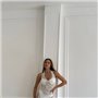 Біла пляжна туніка з тонкої в"язки з бахромою 138241111 Ghazel фото - Luxbikini
