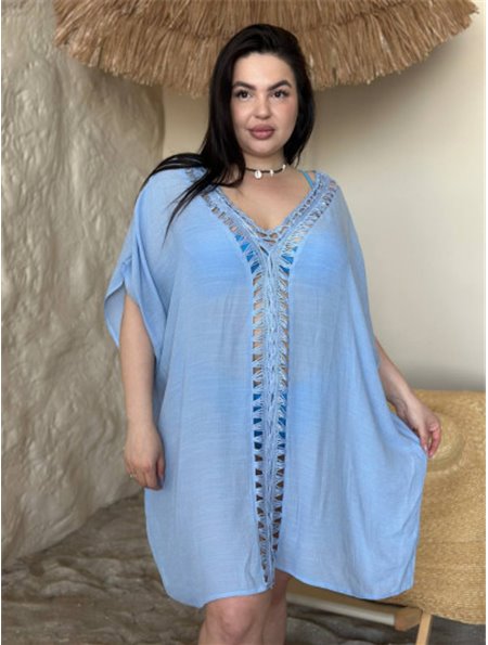 Пляжна блакитна туніка PLUS SIZE 159191111 Ghazel фото - Luxbikini