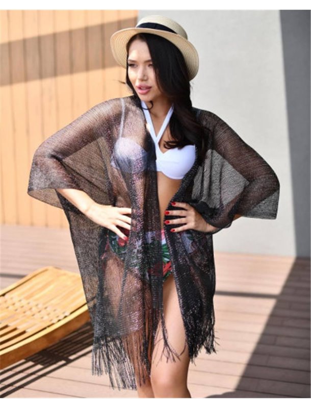 Яскрава пляжна накидка у чорному кольорі 285211111 Ghazel фото - Luxbikini