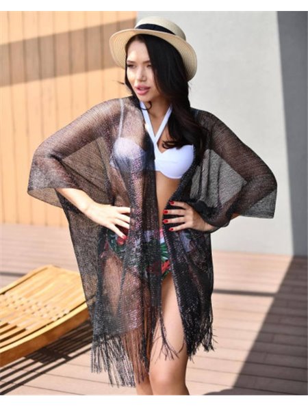 Яскрава пляжна накидка у чорному кольорі 285211111 Ghazel фото - Luxbikini