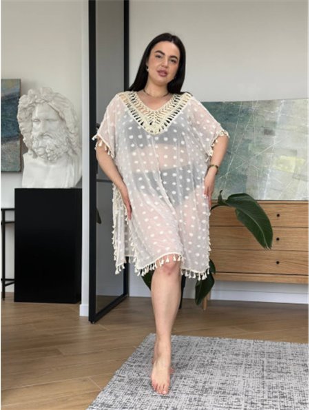 Пляжна бежева жіноча туніка PLUS SIZE 135701111 Ghazel фото - Luxbikini