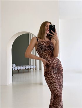 Напівпрозора пляжна леопардова туніка 140251111 Ghazel фото - Luxbikini
