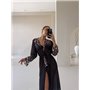 Чорна довга пляжна туніка з леопардовим принтом 128741111 Ghazel фото - Luxbikini
