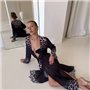 Чорна довга пляжна туніка з леопардовим принтом 128741111 Ghazel фото - Luxbikini