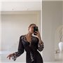 Чорна довга пляжна туніка з леопардовим принтом 128741111 Ghazel фото - Luxbikini