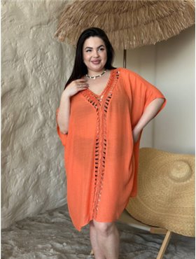 Пляжна помаранчева жіноча туніка PLUS SIZE 159181111 Ghazel фото - Luxbikini
