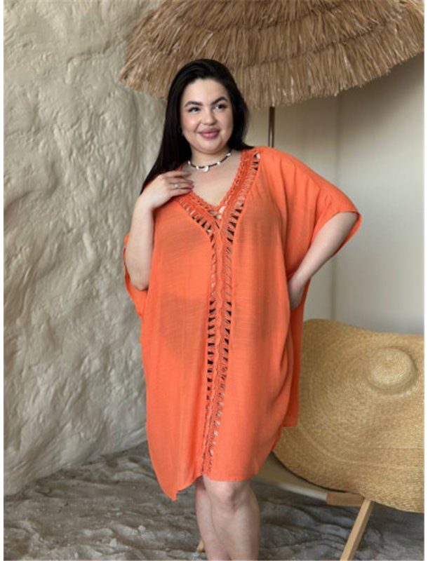 Пляжна помаранчева жіноча туніка PLUS SIZE 159181111 Ghazel фото - Luxbikini