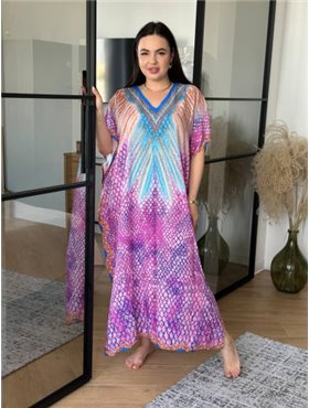 Довга сукня-туніка рожева PLUS SIZE 124751111 Ghazel фото - Luxbikini