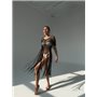 Стильна пляжна туніка з бахромою у чорному кольорі 124461111 Ghazel фото - Luxbikini