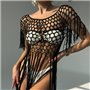 Стильна пляжна туніка з бахромою у чорному кольорі 124461111 Ghazel фото - Luxbikini