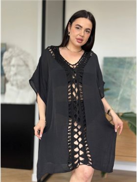 Пляжна чорна жіноча туніка PLUS SIZE 135711111 Ghazel фото - Luxbikini