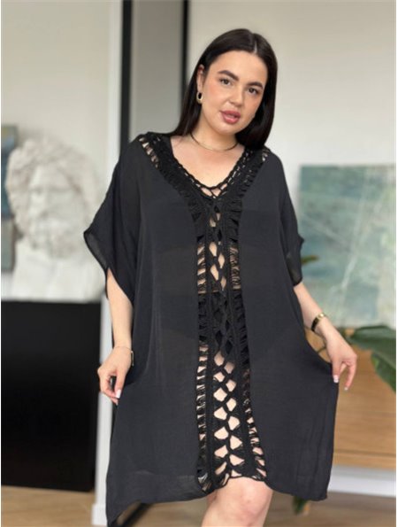 Пляжна чорна жіноча туніка PLUS SIZE 135711111 Ghazel фото - Luxbikini