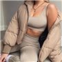 Ефектний фітнес костюм рубчик беж 3в1: лосини+топ+рашгард 861811111 Ghazel фото - Luxbikini