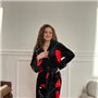 Теплий махровий чорний жіночий халат 145381111 Ghazel фото - Luxbikini