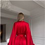 Розкішний червоний довгий шовковий халат з мереживом 137131111 Ghazel фото - Luxbikini