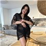 Чорний жіночий еротичний халат PLUS SIZE з мереживом 113491111 Ghazel фото - Luxbikini