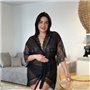 Чорний жіночий еротичний халат PLUS SIZE з мереживом 113491111 Ghazel фото - Luxbikini
