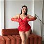 Червоний мереживний спокусливий боді PLUS SIZE 151951111 Ghazel фото - Luxbikini